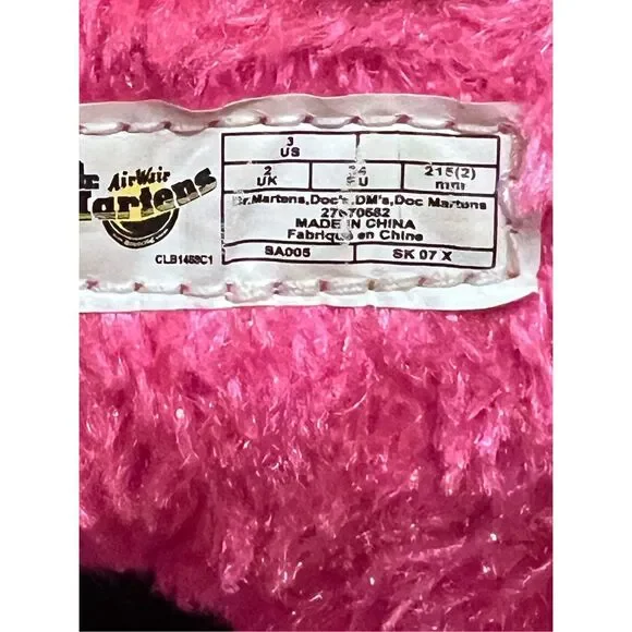 Dr. Martens 1460 Pascal Pink Fuzzy Sherpa Combat Boots Lux Borg size US 2 - Picture 3 of 7